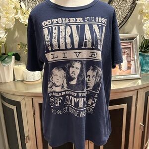 Nirvana Live Tour Graphic T-Shirt - Navy